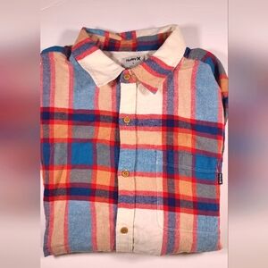 Mens Hurley Button-down Flannel Shirt NWT LG